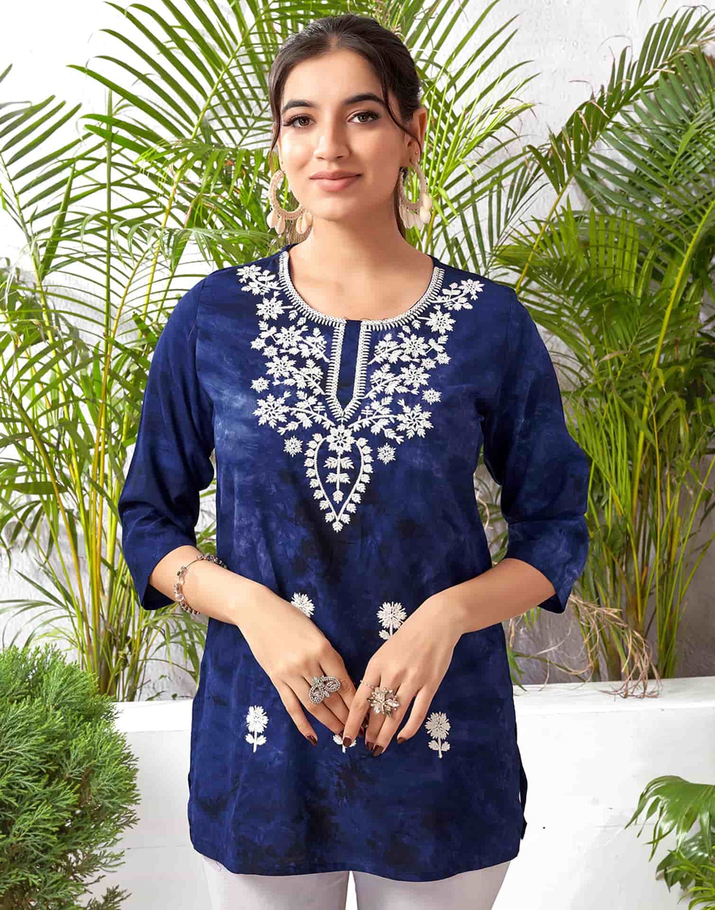 Rayon Embroidered Straight Kurti