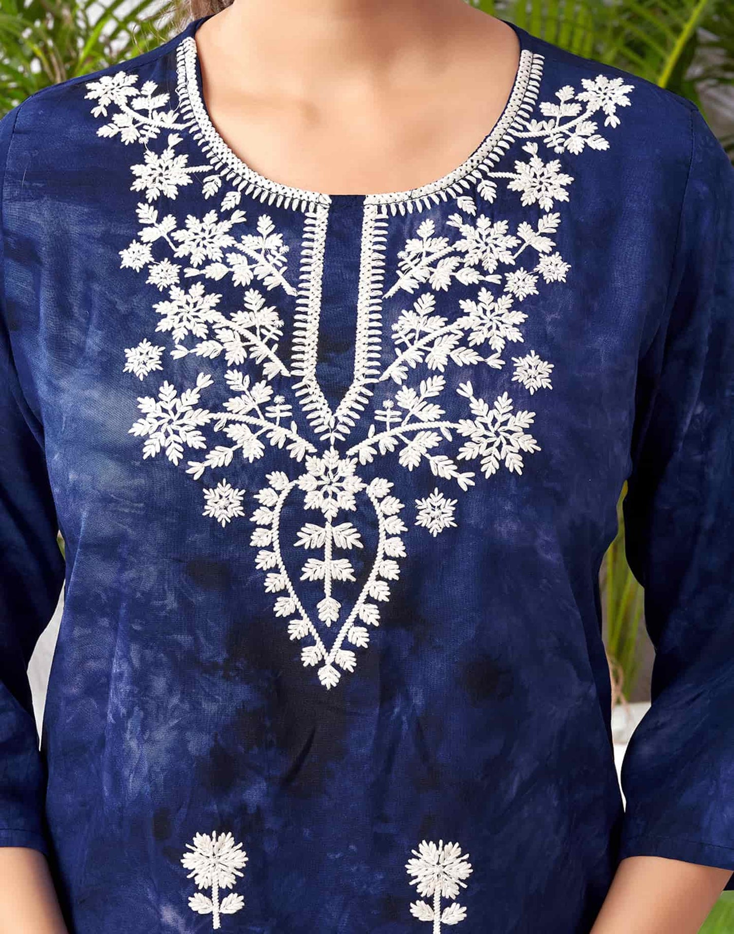 Rayon Embroidered Straight Kurti