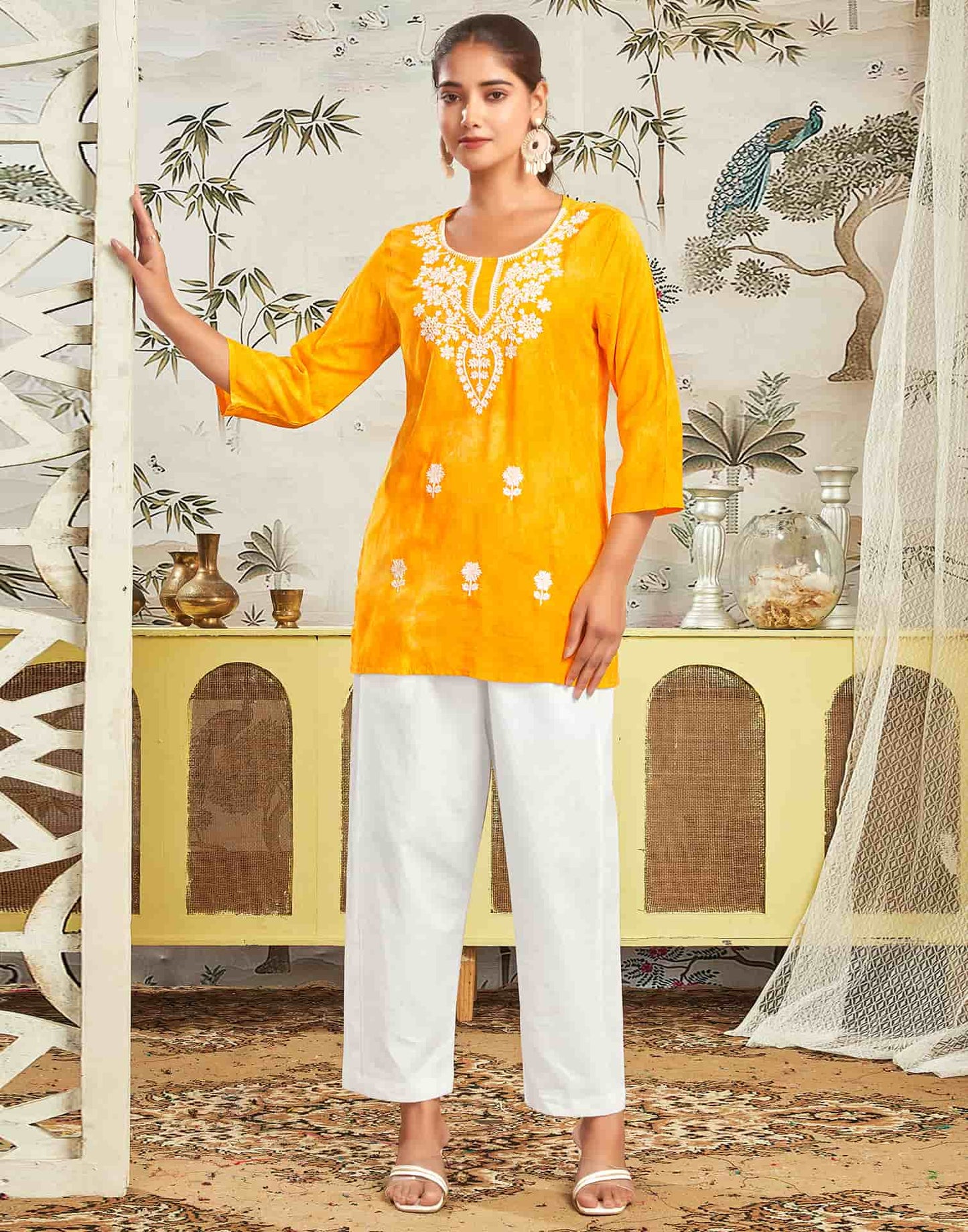 Rayon Embroidered Straight Kurti