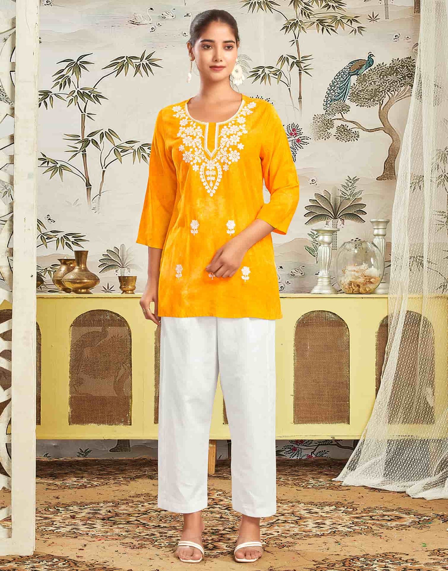Rayon Embroidered Straight Kurti