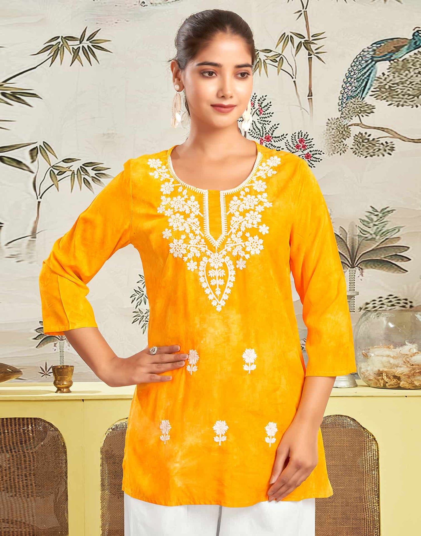 Rayon Embroidered Straight Kurti