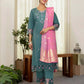 Silk Blend Embroidered Straight Kurta with Pant & Dupatta