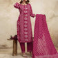 Pink Cotton Bandhani Printed Straight Kurta Set with Pant and Dupatta