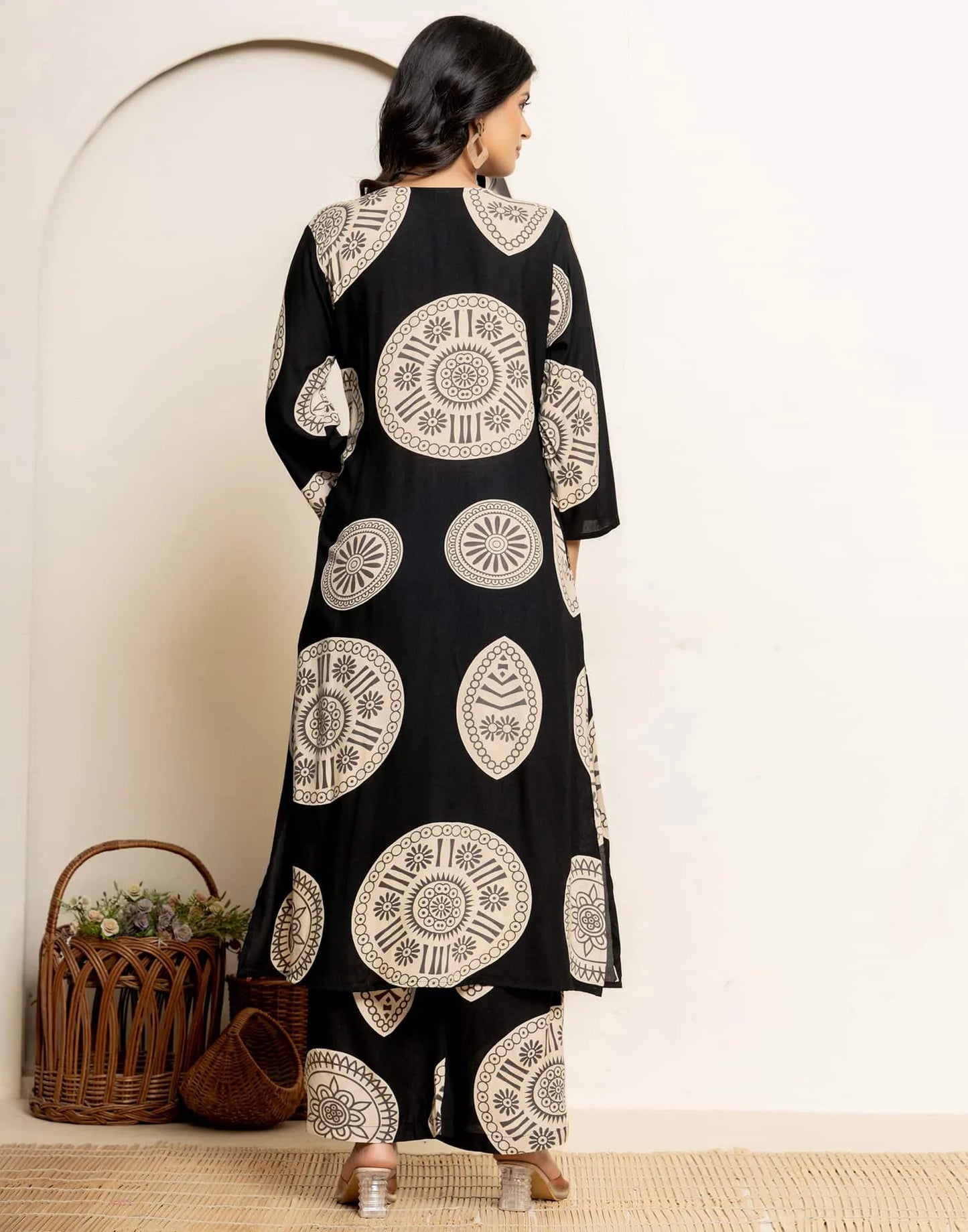 Cotton Printed V-Neck Co-ord Set