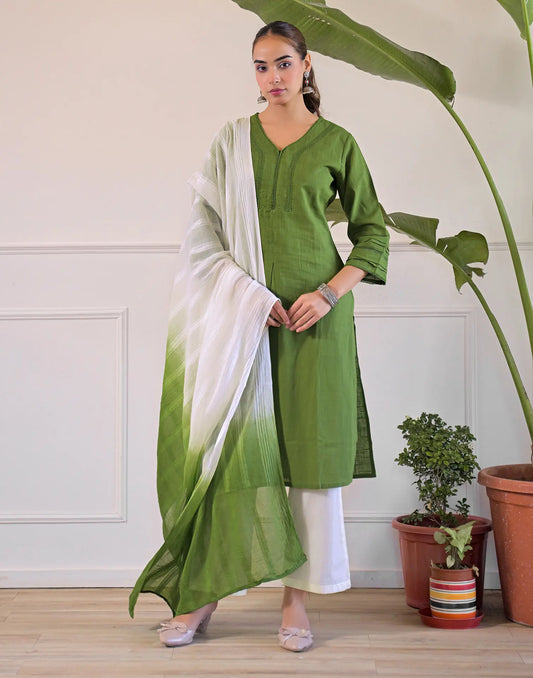 Viscose Rayon Embroidered Straight 3 Piece Kurta Set
