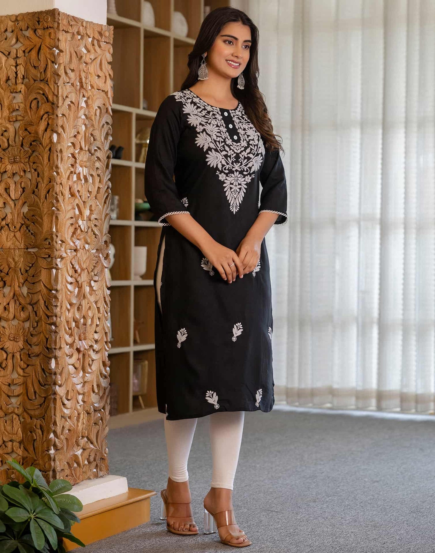 Cotton Embroidered Straight Kurti