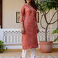 Cotton Embroidered Straight Kurti