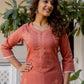 Cotton Embroidered Straight Kurti