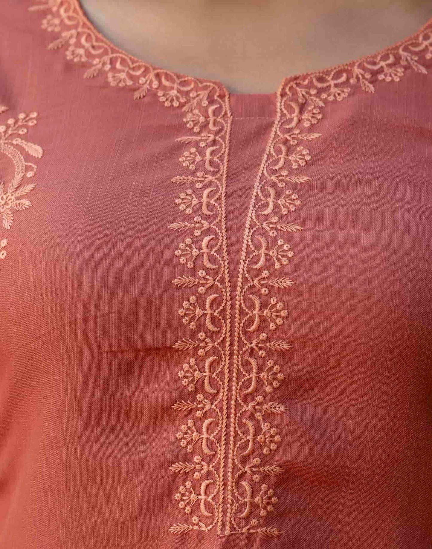 Cotton Embroidered Straight Kurti