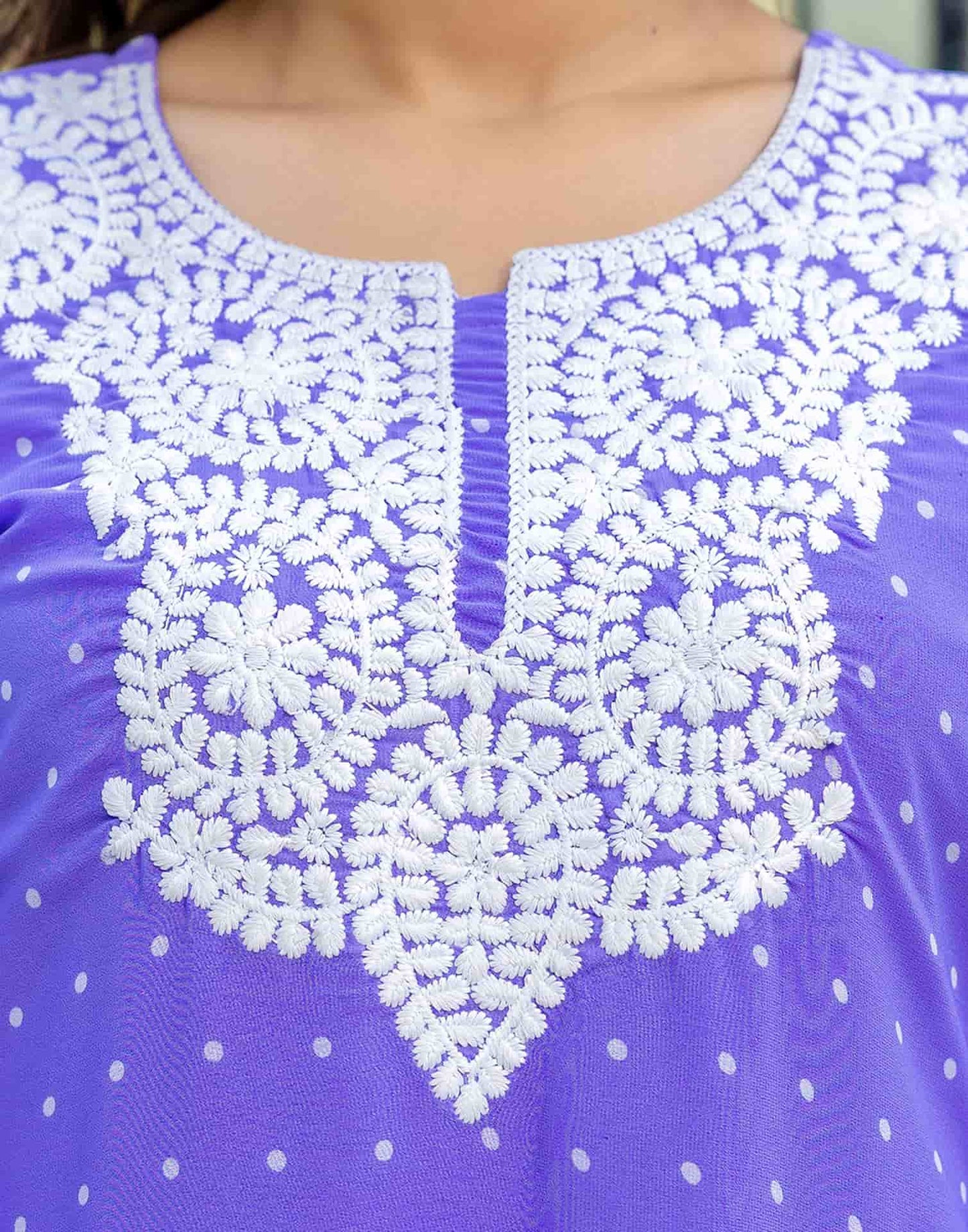 Georgette Embroidered Straight Kurti