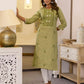 Cotton Embroidered Straight Kurti
