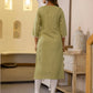 Cotton Embroidered Straight Kurti