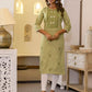 Cotton Embroidered Straight Kurti