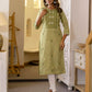 Cotton Embroidered Straight Kurti