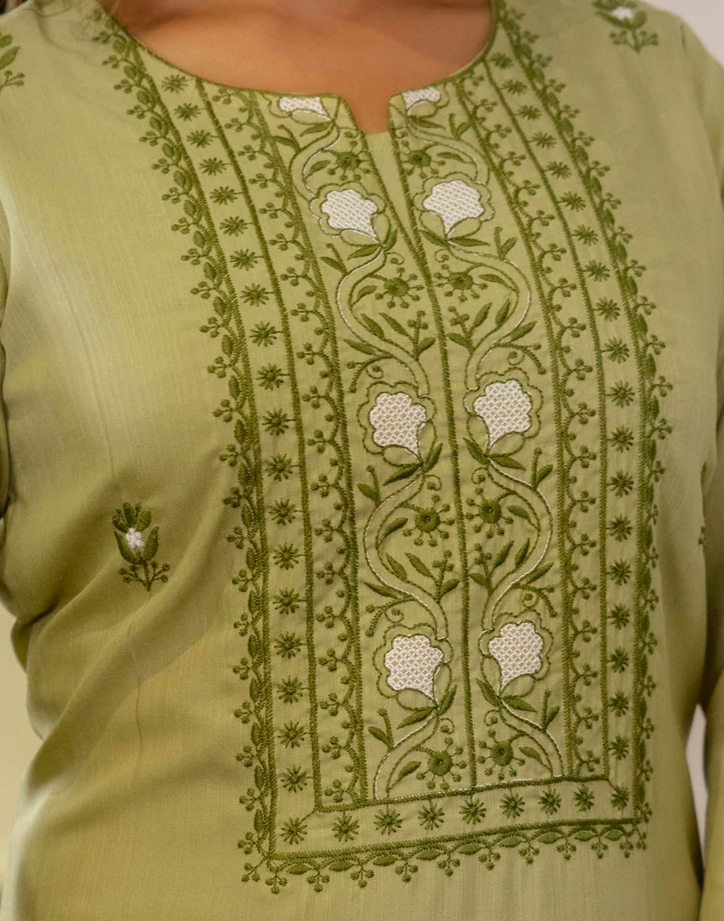 Cotton Embroidered Straight Kurti