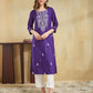 Cotton Embroidered Straight Kurti