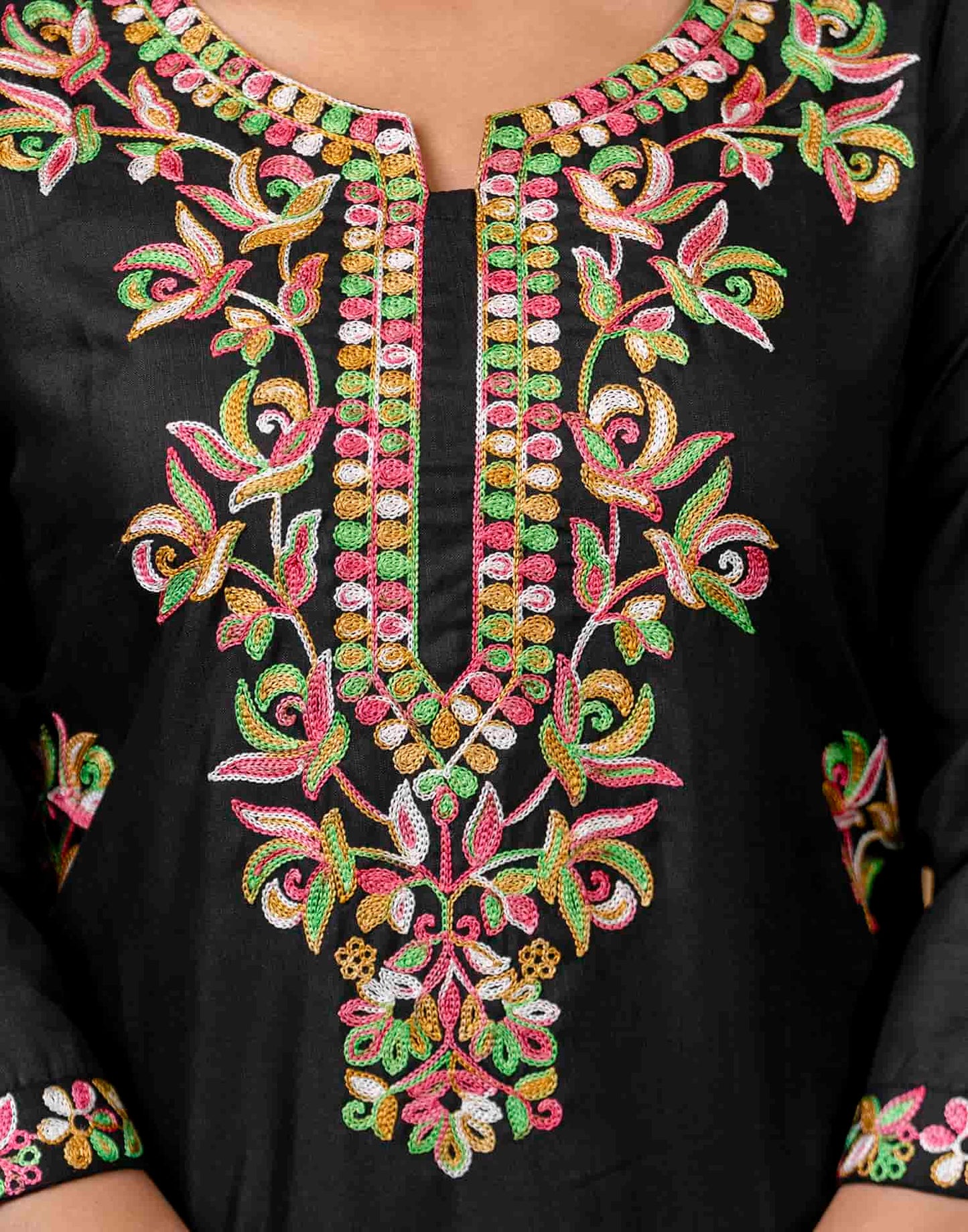 Cotton Embroidered Straight Kurti