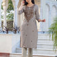 Cotton Embroidered Straight Kurti