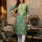 Cotton Embroidered Straight Kurti