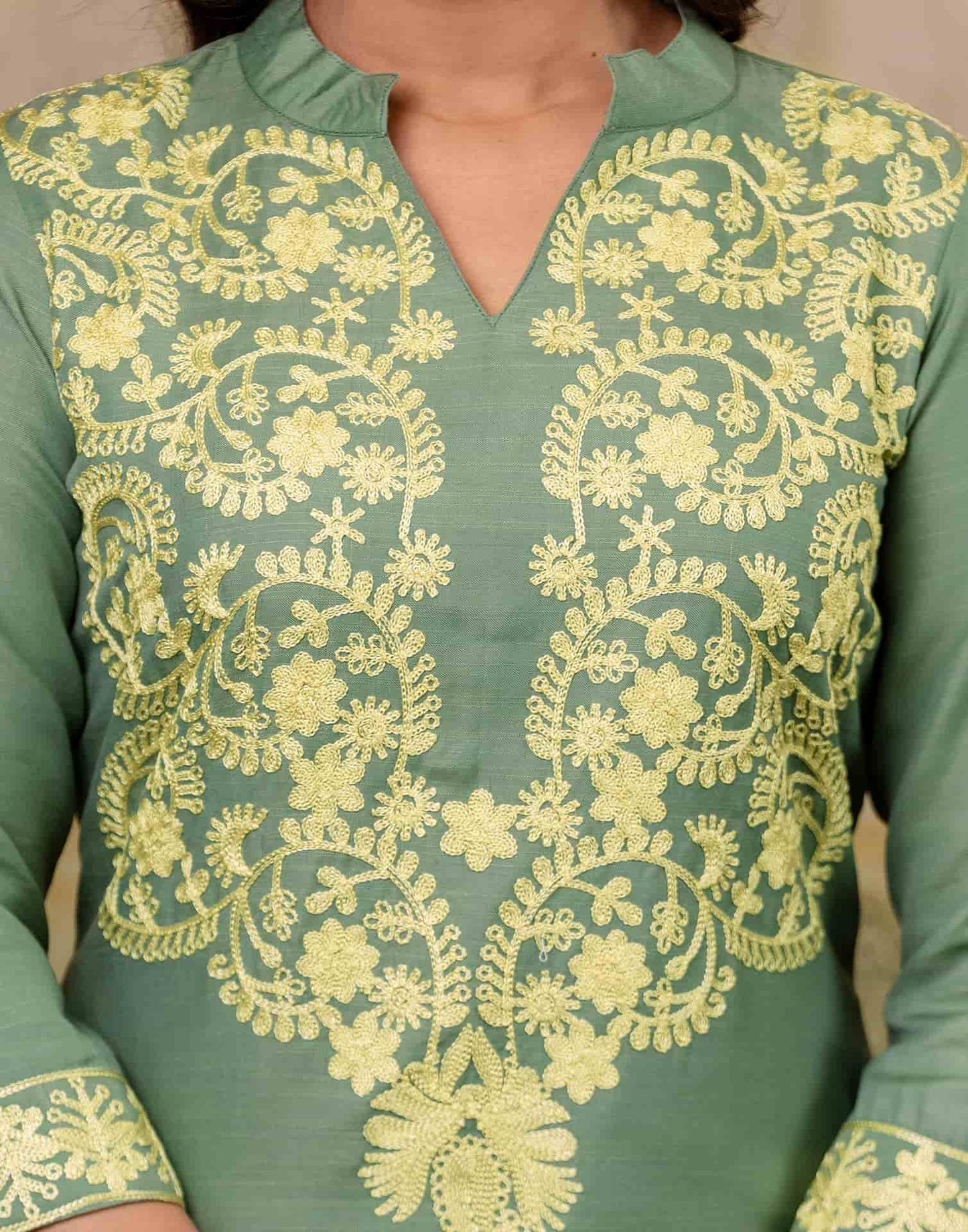 Cotton Embroidered Straight Kurti