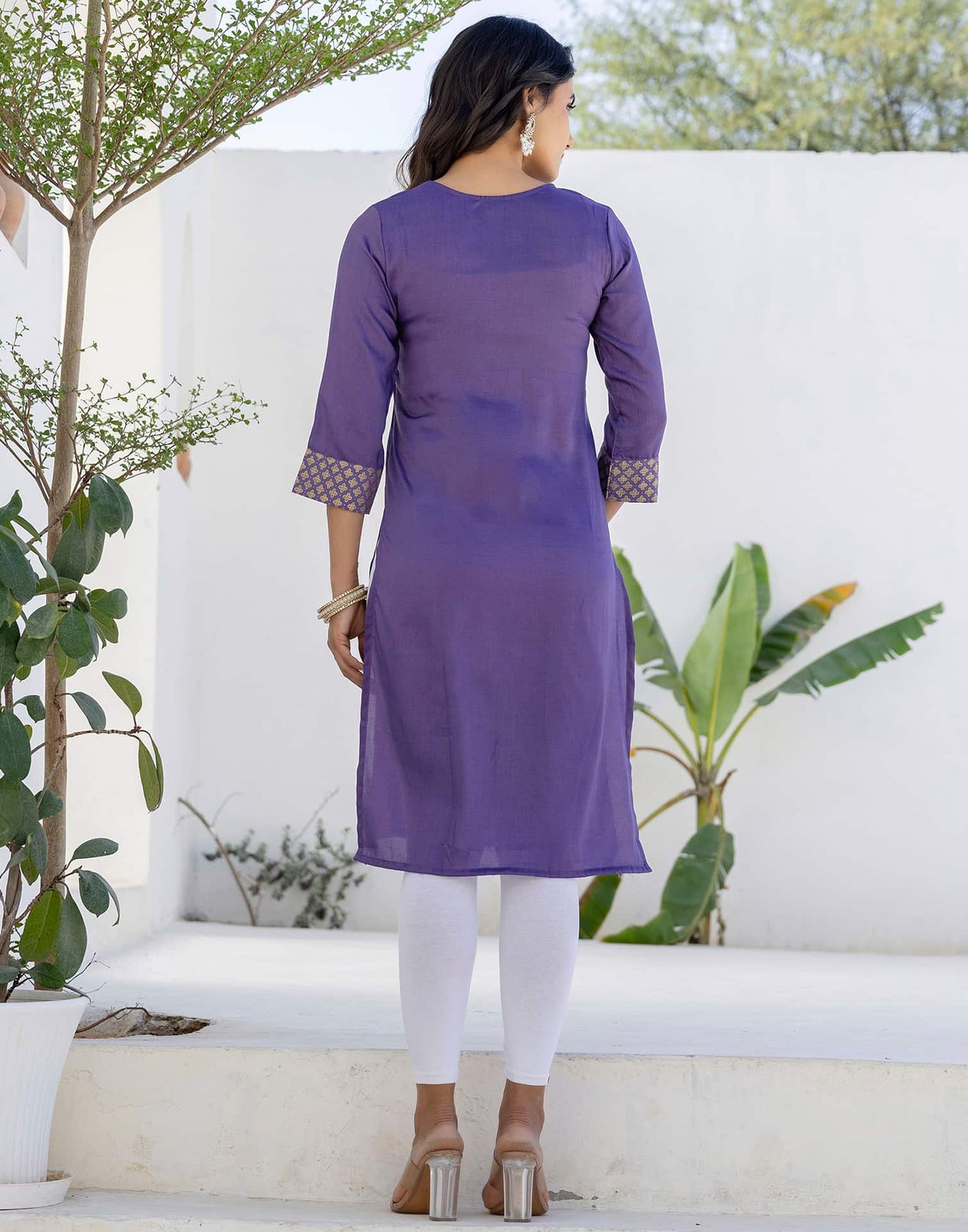 Silk Embroidered Straight Kurti