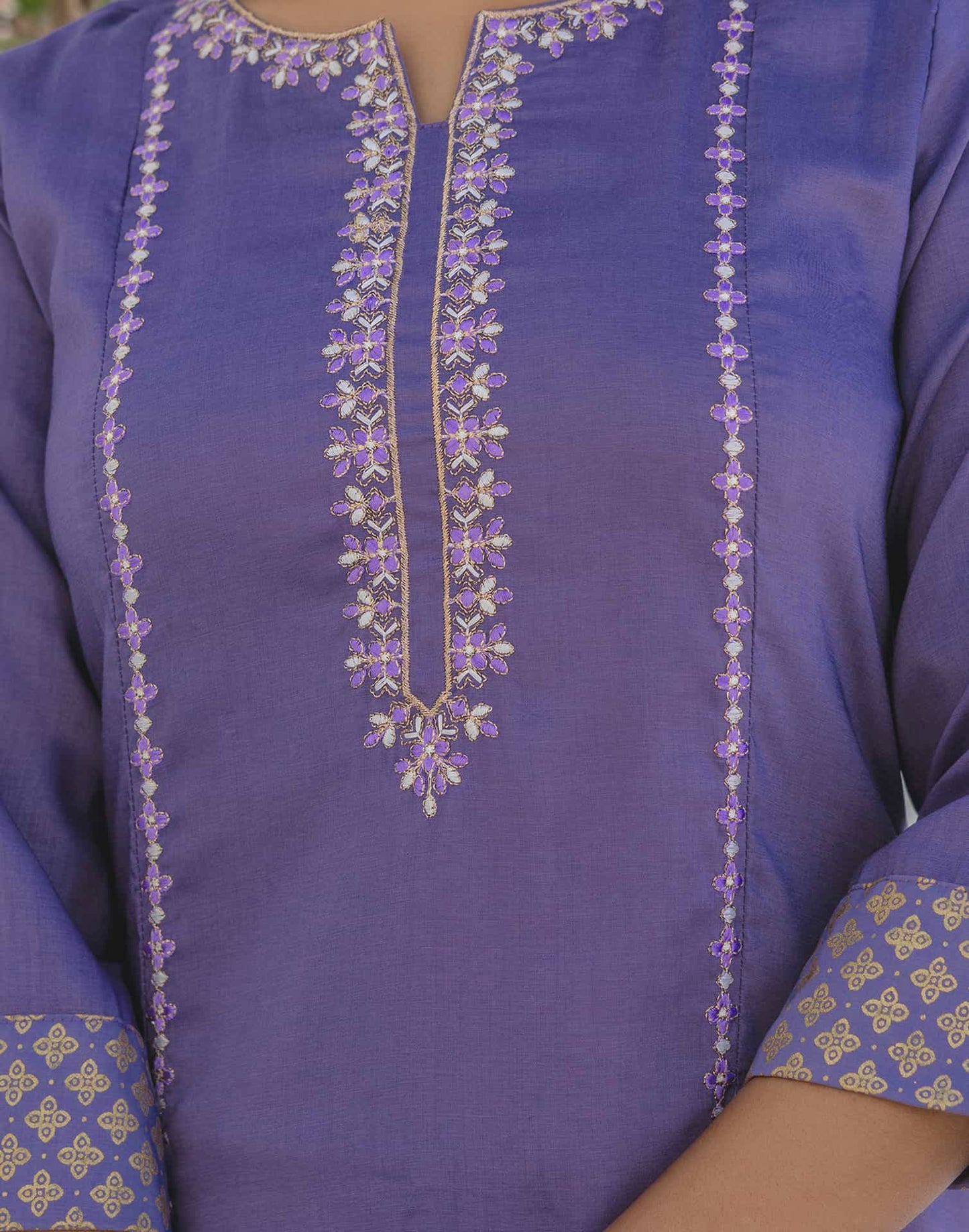 Silk Embroidered Straight Kurti