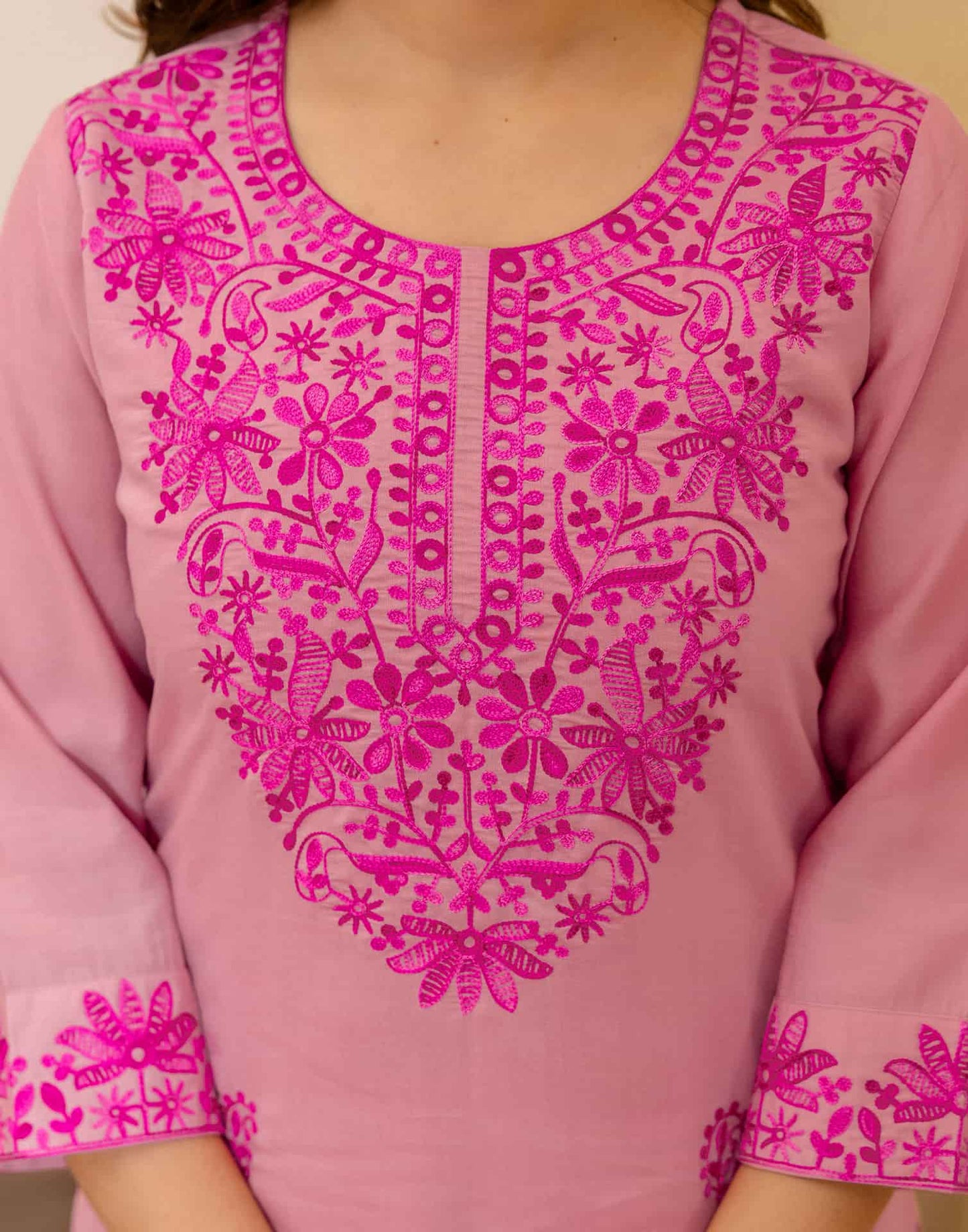 Silk Embroidered Straight Kurti