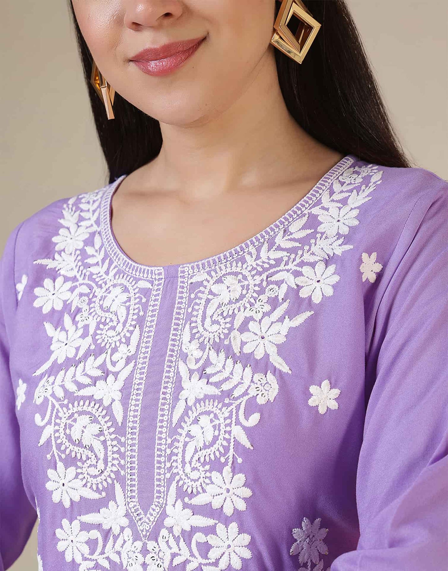 Rayon Embroidered Straight Kurti