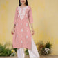 Rayon Embroidered Straight Kurti