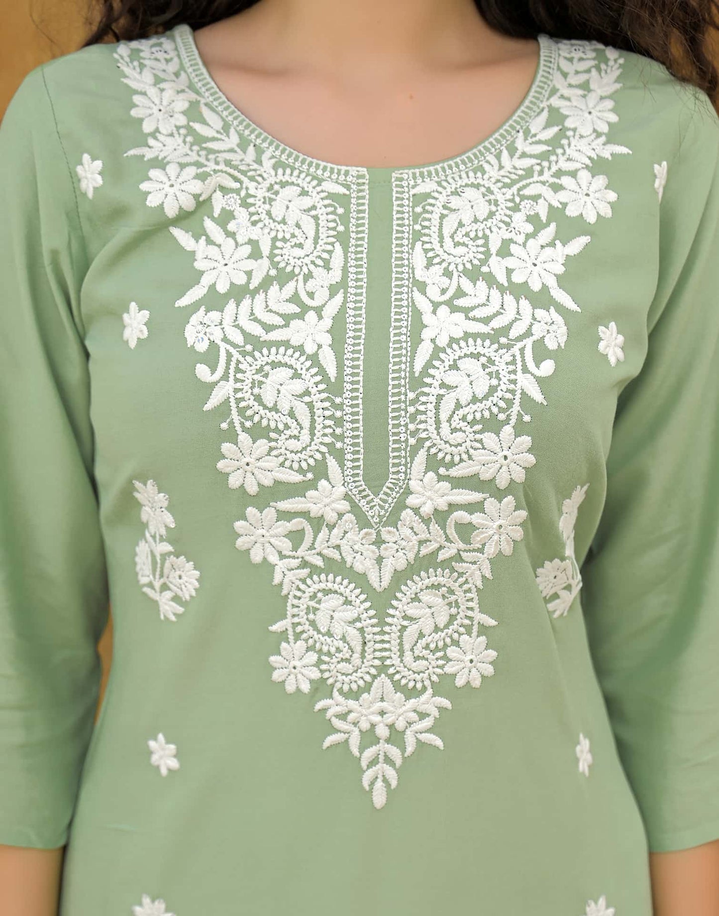 Rayon Embroidered Straight Kurti