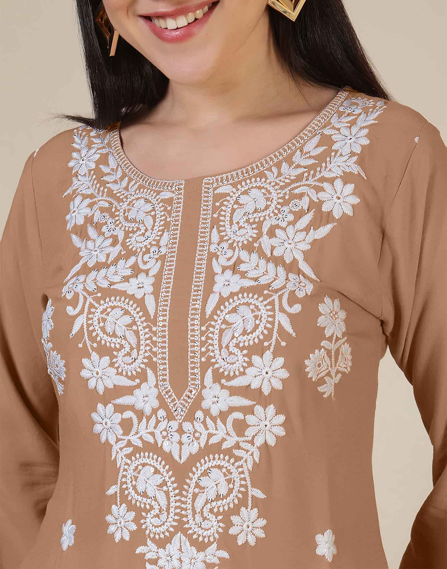 Rayon Embroidered Straight Kurti