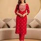 Cotton Embroidered Straight Kurta with Pant & Dupatta