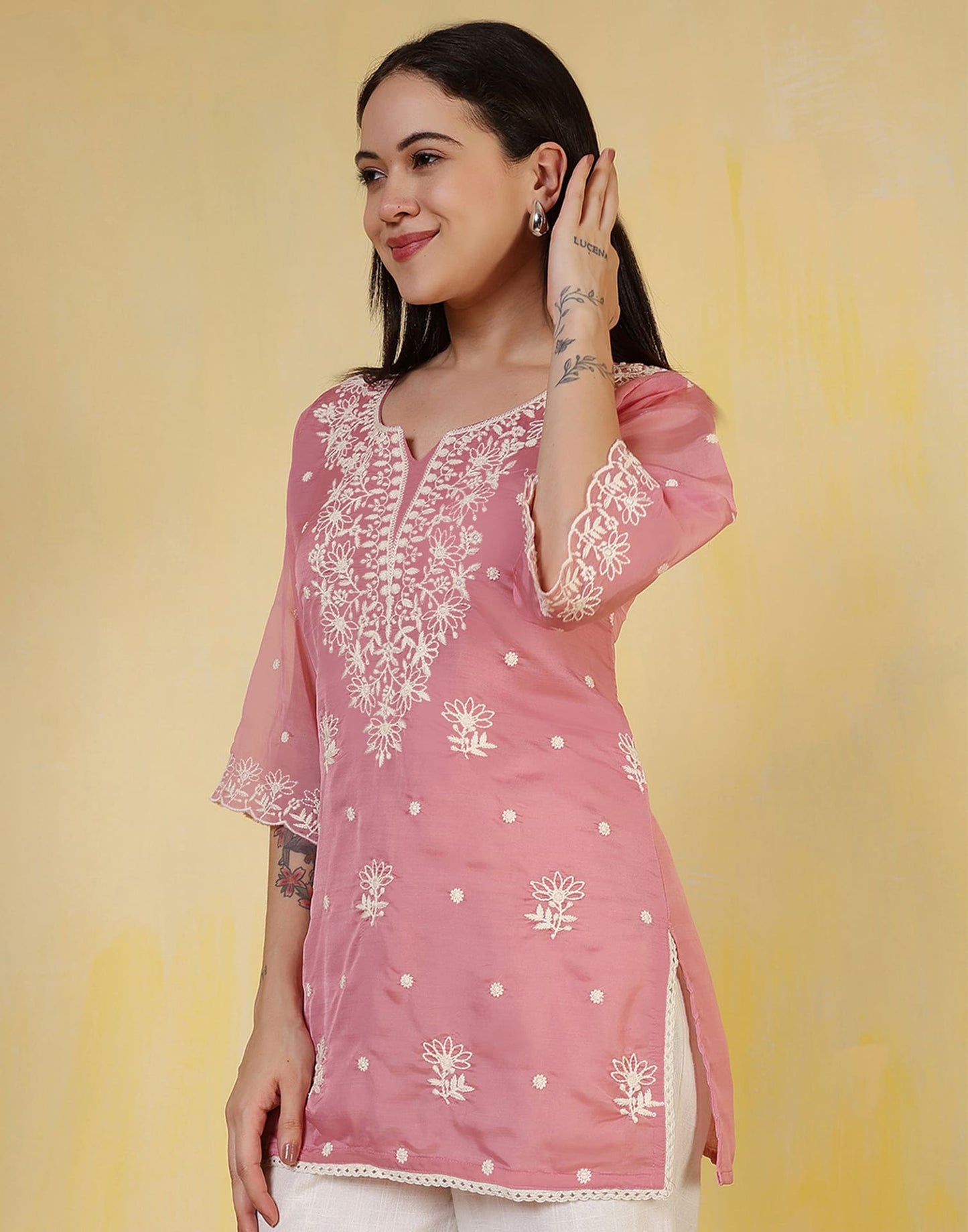 Silk Embroidered Straight Kurti