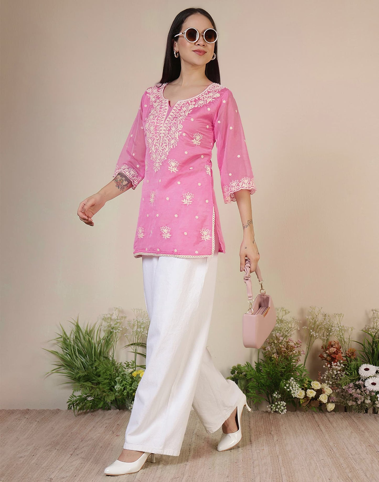 Silk Embroidered Straight Kurti
