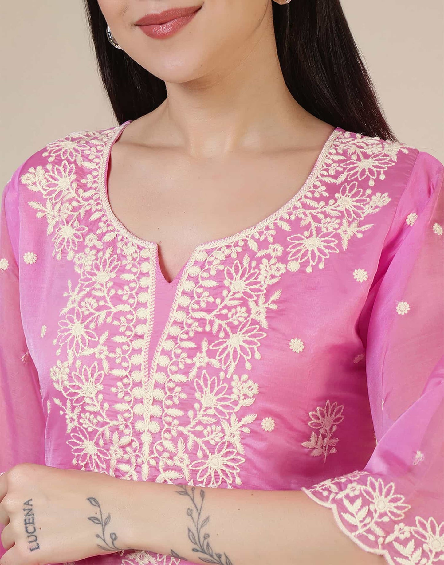 Silk Embroidered Straight Kurti