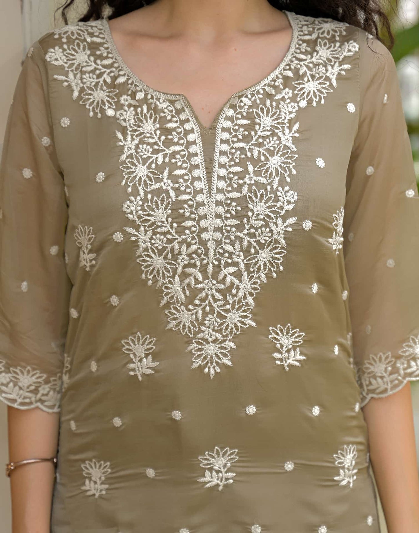 Silk Embroidered Straight Kurti