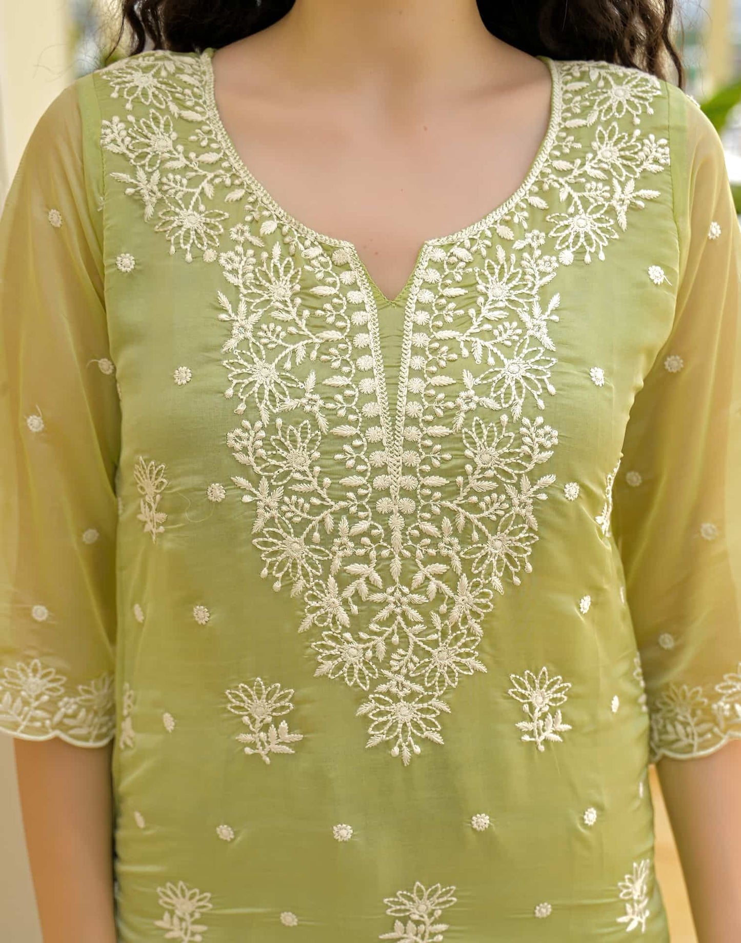 Silk Embroidered Straight Kurti