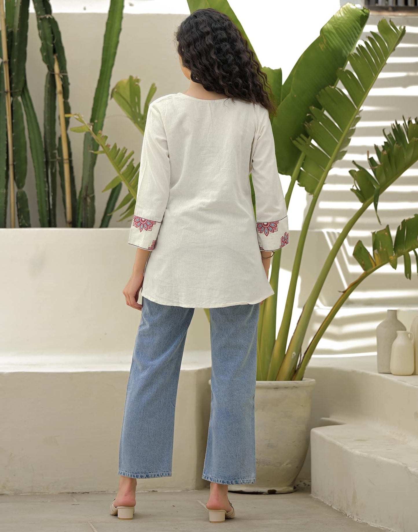 Cotton Embroidered Straight Kurti