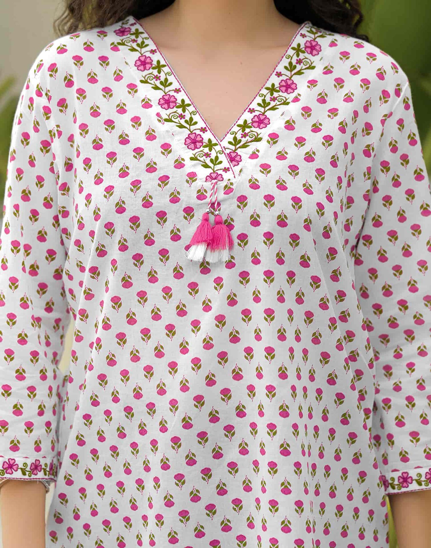 Cotton Embroidered Straight Kurti