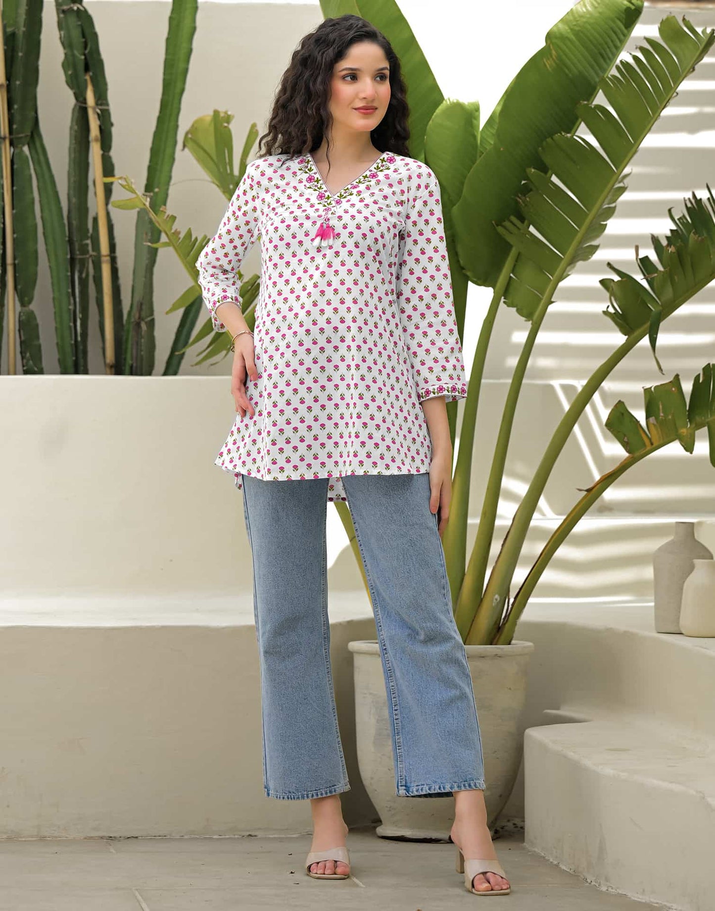 Cotton Embroidered Straight Kurti