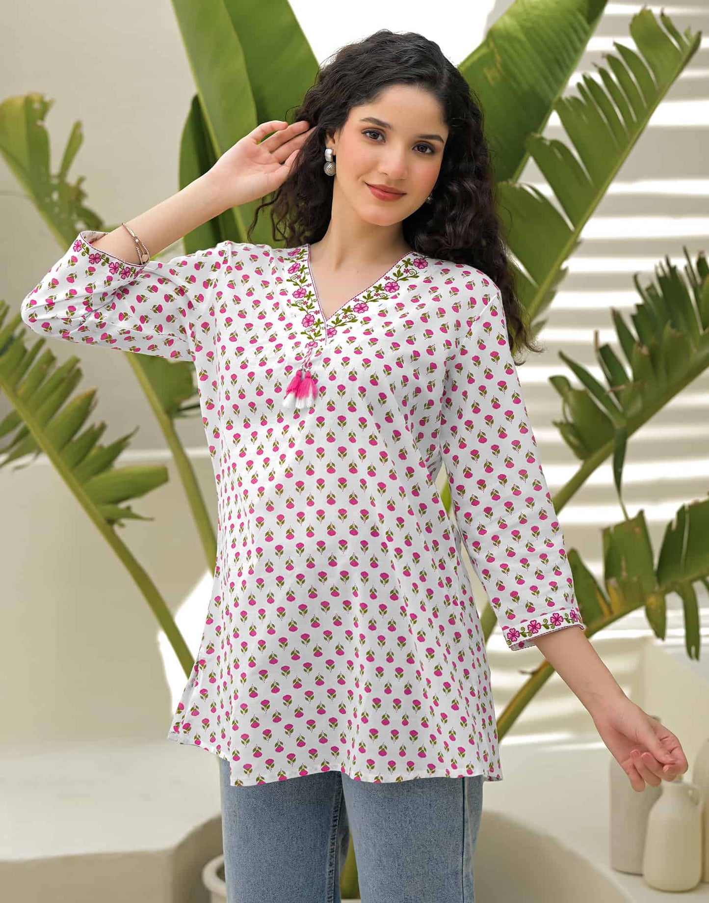 Cotton Embroidered Straight Kurti