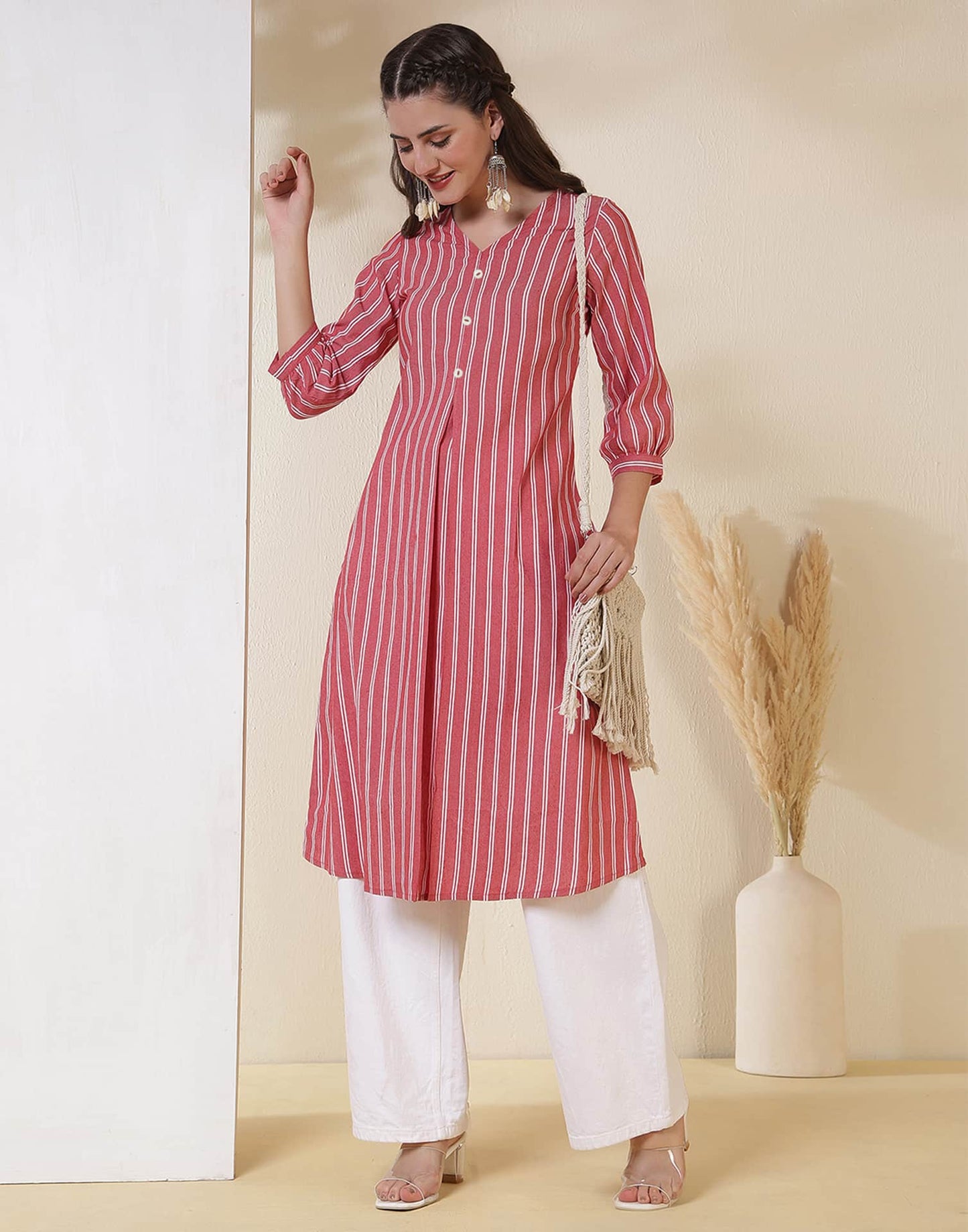 Cotton Woven Design Straight Kurti