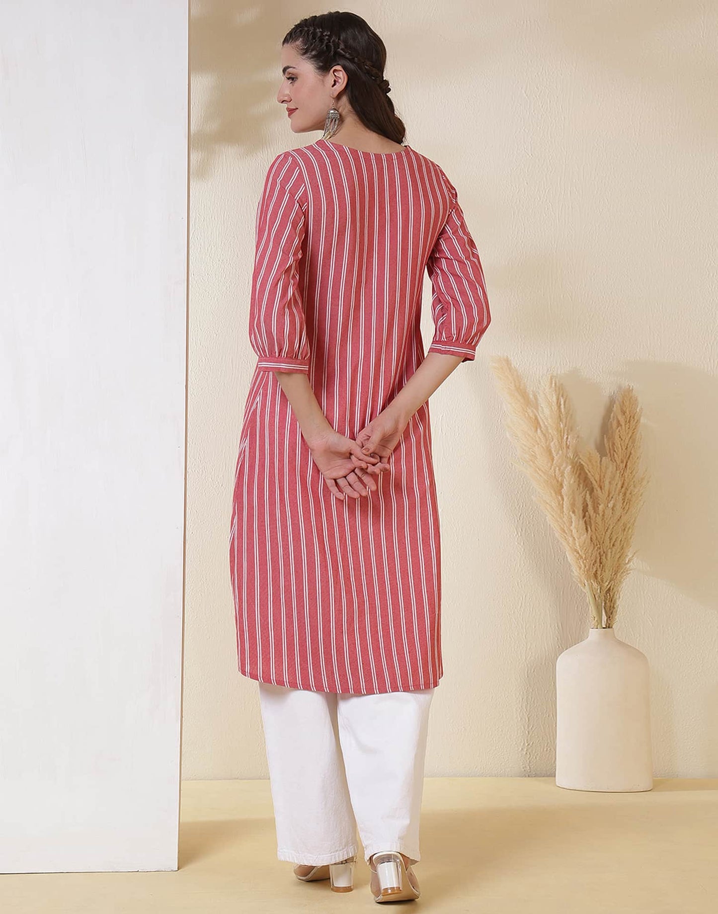 Cotton Woven Design Straight Kurti
