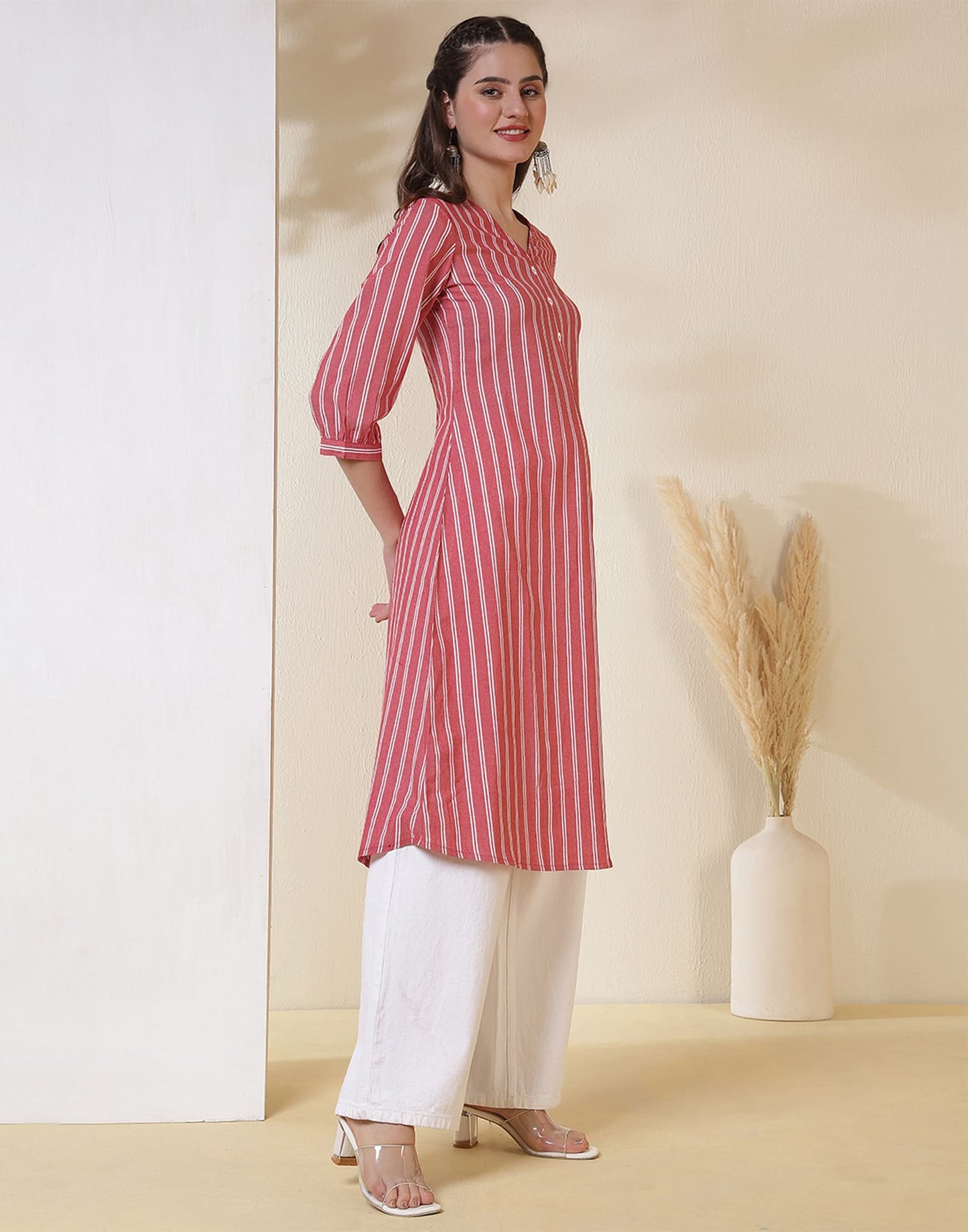 Cotton Woven Design Straight Kurti
