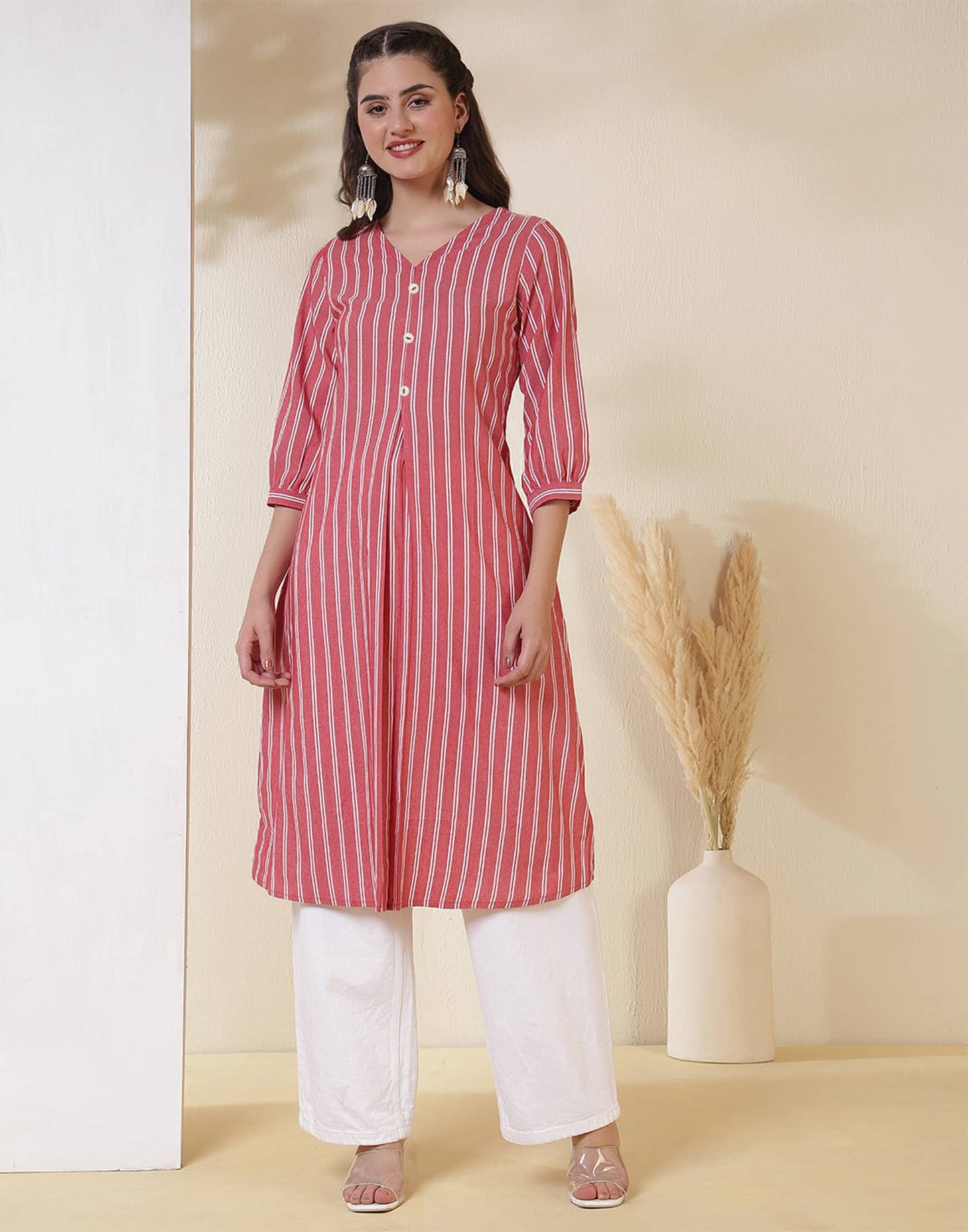 Cotton Woven Design Straight Kurti