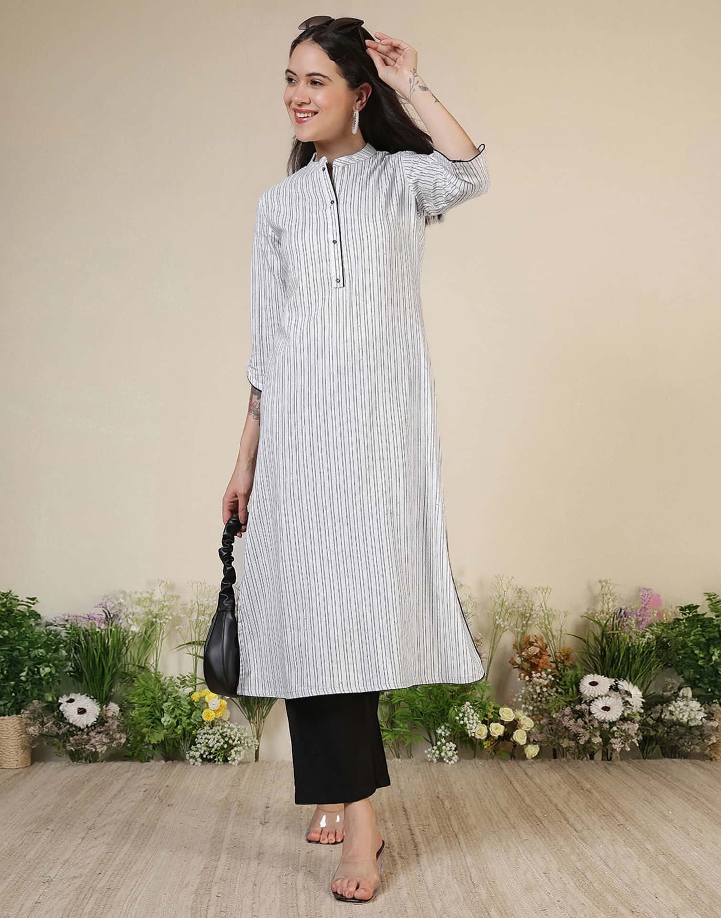 Cotton Embroidered Straight Kurti