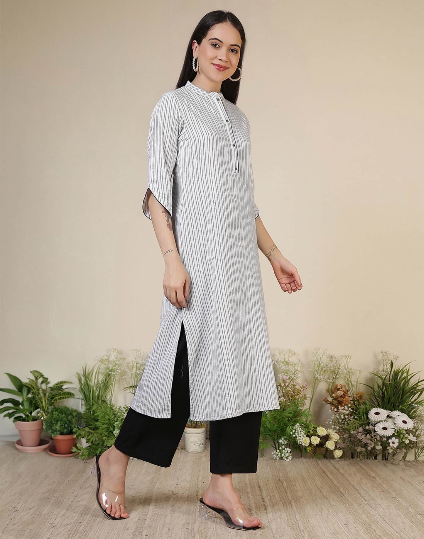 Cotton Embroidered Straight Kurti