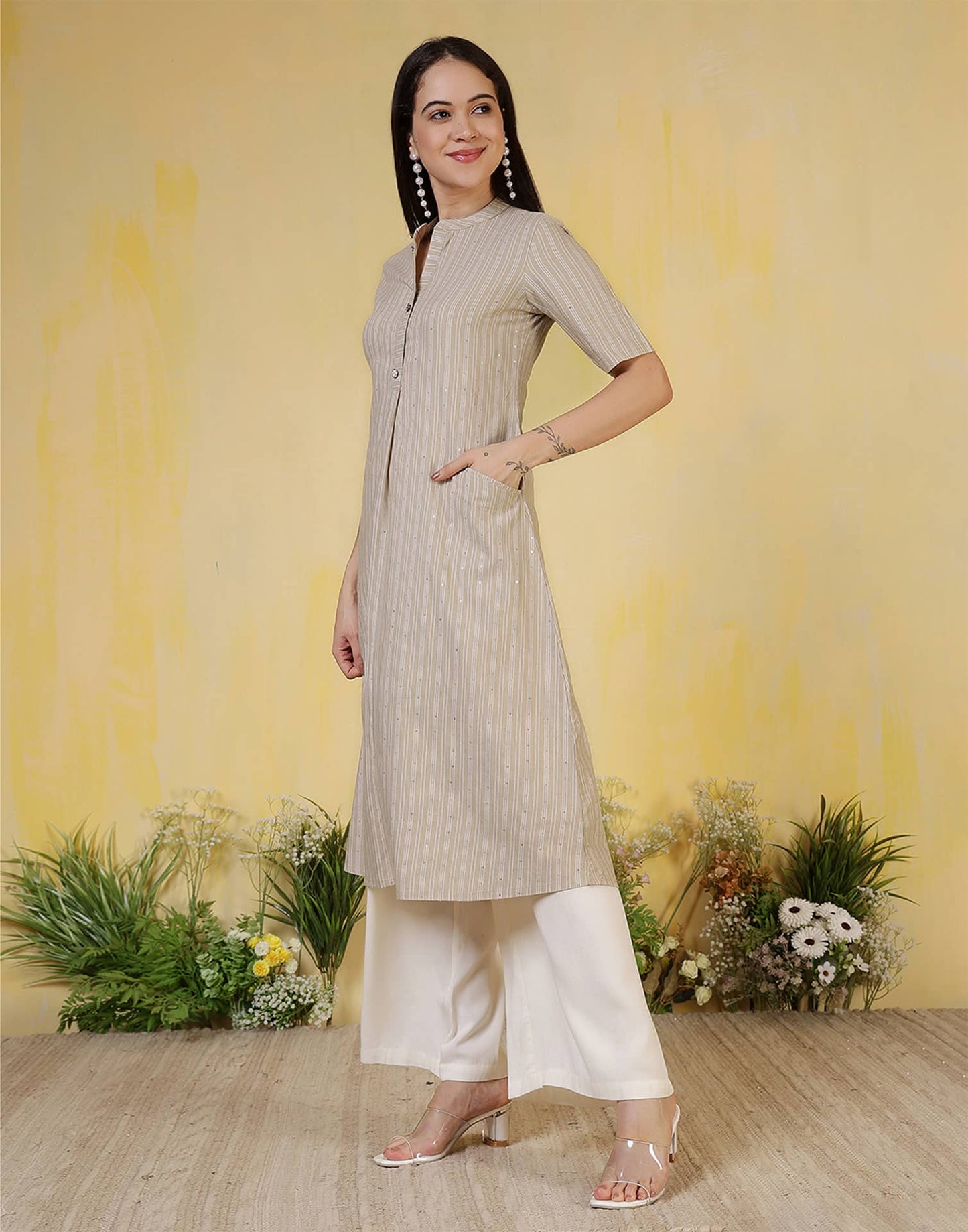 Cotton Woven Design Straight Kurti