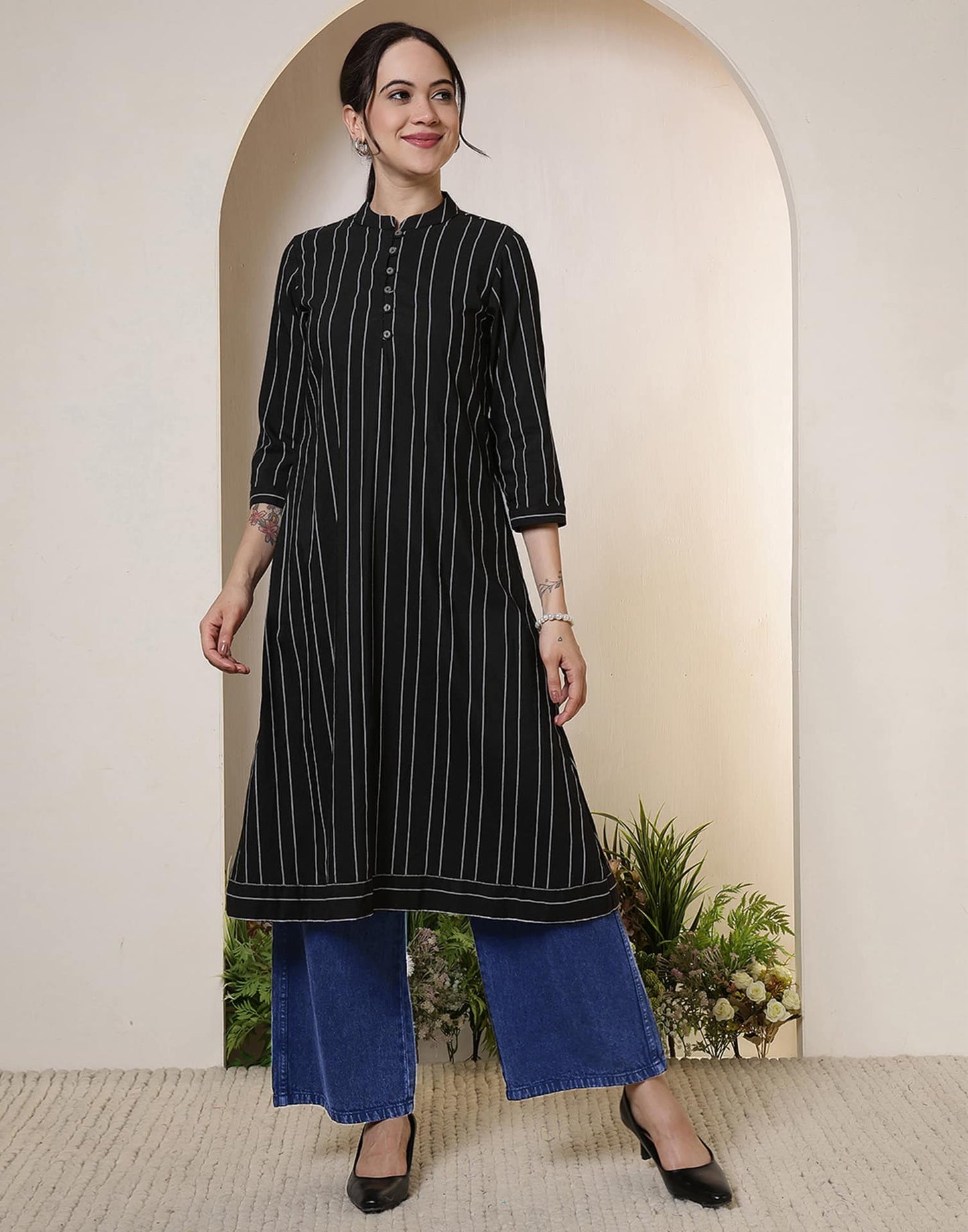 Cotton Woven Design Straight Kurti