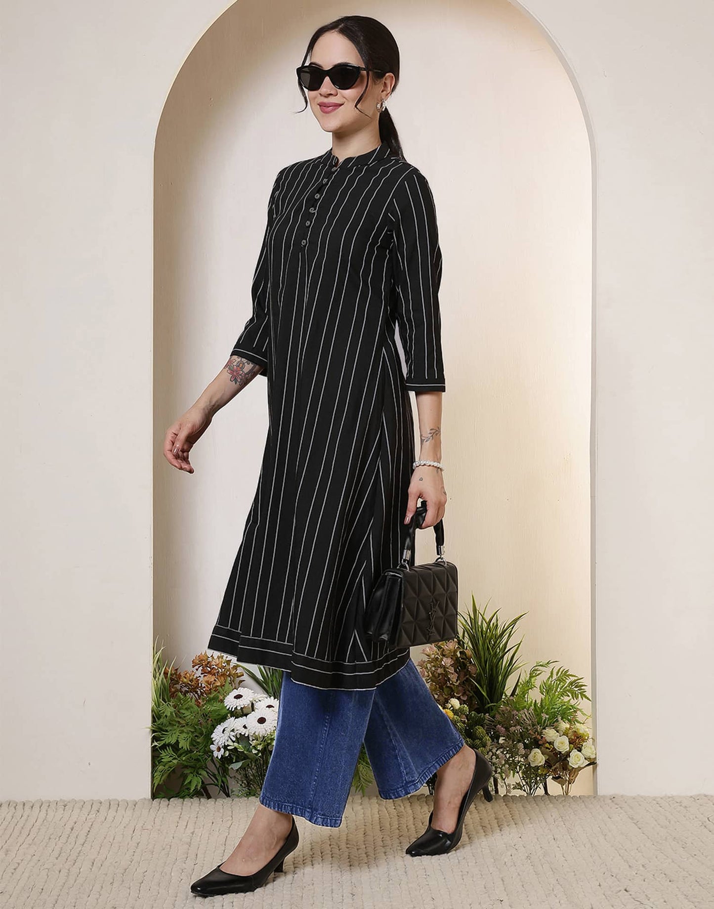 Cotton Woven Design Straight Kurti